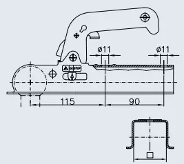 Kuulakytkin jarruton WW 60mm aisalle jarruton - Winterhoff - 10440 - 2