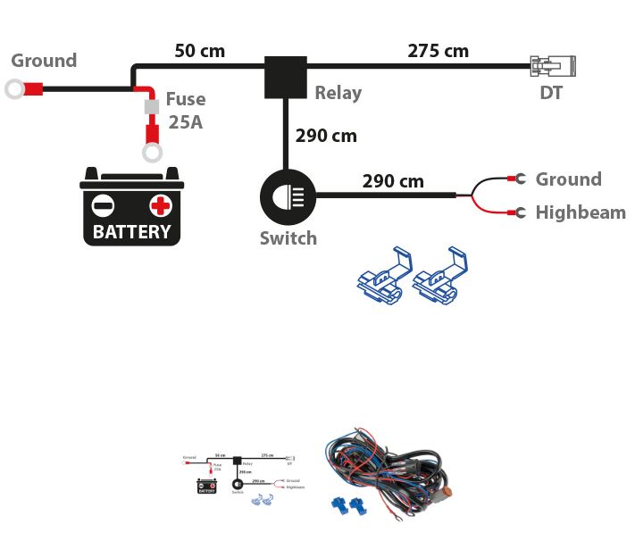Optibeam kytkentäsarja lisävalolle 0900397 DT - Ajoneuvovalaisimet - 21431 - 1