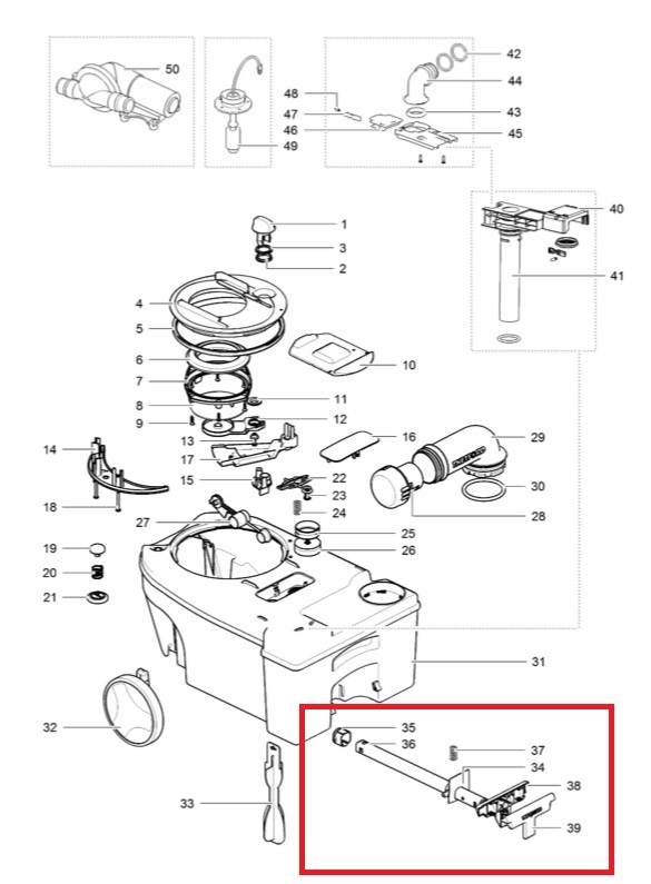 Thetford jätesäiliön vetokahva C250/C260 - Kasettikäymälöiden varaosat - 8933 - 1