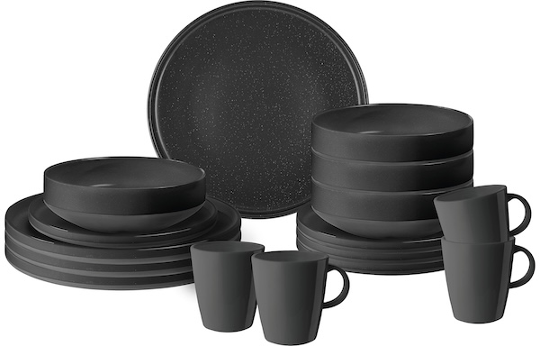 Brunner melamiiniastiasto Odette musta, liukueste, 16 osaa - Ruokailu ja kattaus - 21444 - 1