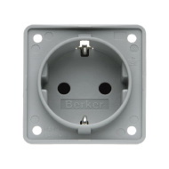 Berker pistorasia upotettava 230V, harmaa - Sähkörasiat, pistokkeet - 655 - 1