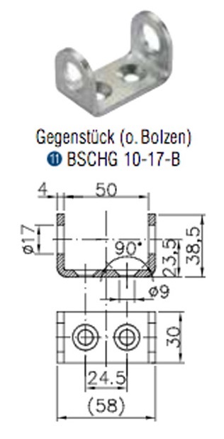 Hela 10-17-B BSCHG Hela 50/58mmx30mmx38,5mm - Hevostrailerit/Saranat/Lavalukot/Kaasujo - 12905 - 1