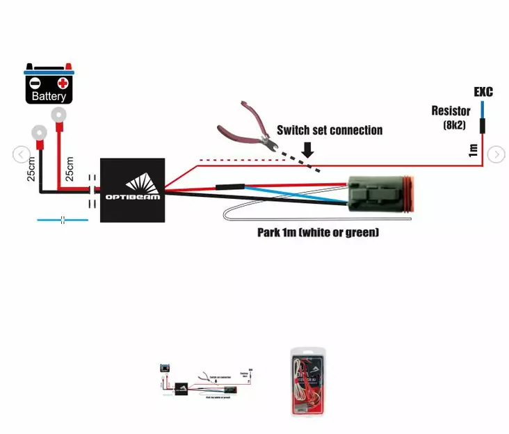 Kytkentäsarja lisävalolle 0900398 Optibeam Savage - Ajoneuvovalaisimet - 21425 - 1