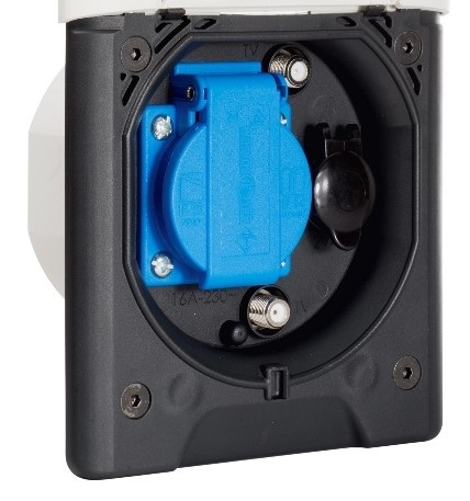 Rasia 230V+12V+tv+sat, upotettava vaalea vaaleanharmaa, ulosottorasia - Sähkörasiat, pistokkeet - 17045 - 1