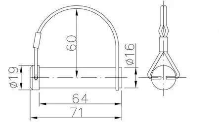 Saranan tappi uz-02/3 Tappi+kaari 16mm halkaisia - Hevostrailerit/Saranat/Lavalukot/Kaasujo - 11576 - 2