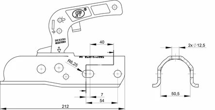 Kuulakytkin 1700kg 35-50mm putkelle Steelpress vaaka/pystypultit - Spp/Knott/Muut - 24407 - 2