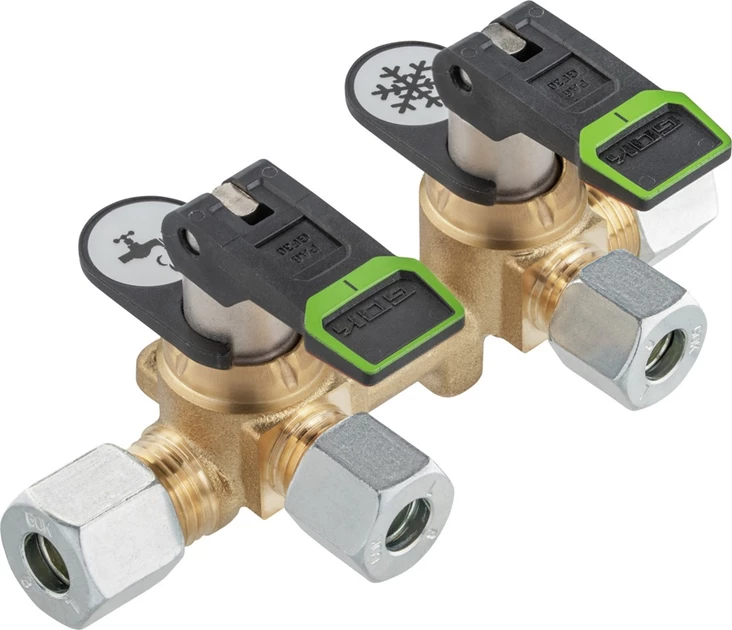 Gok kaksoissulkuhana 8mm kaasuputkelle 2x8 mm, pitkä, kääntövipu - Kaasujärjestelmän tarvikkeet - 24377 - 1