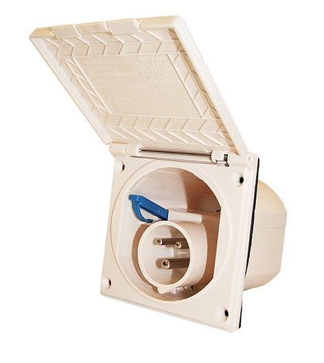 Sisäänottorasia 230V, beige, CEE Upotettava, 100x100 - Sähkörasiat, pistokkeet - 16779 - 1